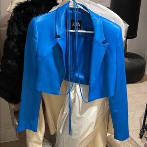 Zara Cropped Women's Vibrant Blue Blazer
